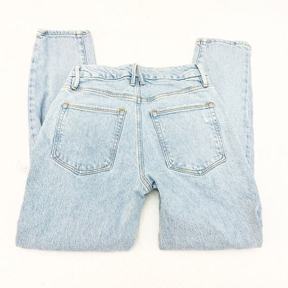 Good American x Zara Light Wash Ripped Straight Leg Denim Jeans Size 4/36 - Picture 5 of 9